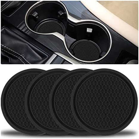 4PCS Universal Non-Slip Car Cup Coaster Ornaments, Interior Accessories, Black.