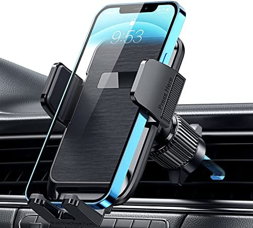 Upgraded metal clip cell phone mount fits most phones in cars for hands-free use.